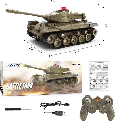 Vista 6 de Tanque de Control Remoto para Niños, M41A3 Tanque de Batalla del Ejército Americano Programable RC con Luces y Sonidos Realistas, Vehículos RC