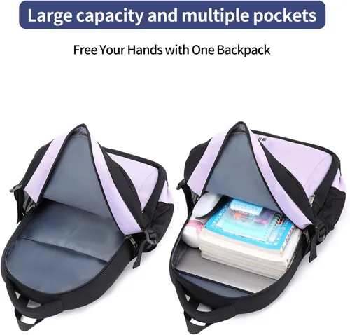 Vista 7 de Mochila para niños, bonita mochila preescolar ligera para niños pequeños y niñas, Púrpura, Escuela
