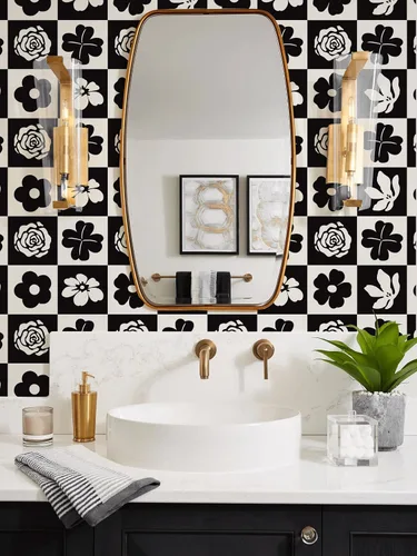 Vista 16 de Ismoon Papel tapiz bohemio para despegar y pegar, de 16.1 x 78.7 pulgadas, moderno papel de contacto geométrico beige/rojo oxidado, papel de pared