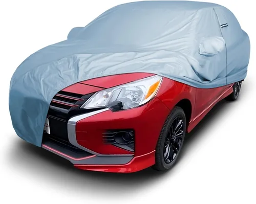 Vista 25 de iCarCover Funda de auto premium para Mitsubishi Lancer 2001-2017, resistente al agua, para todo clima, ajuste personalizado, para interior y plateado