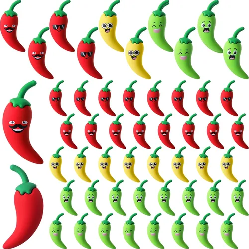 Vista 9 de 25 piezas de decoración de chile mini figuras de chile para pimientos, festivales, fiestas, pequeñas figuras de pimientos picantes falsos, pequeña