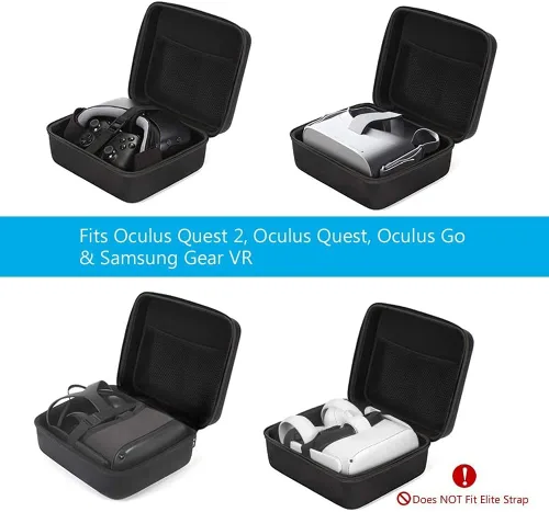 Vista 3 de Funda rígida para Meta Quest 2 JSVER Funda de transporte para QuestQuest 2Oculus GoSamsung Gear Realidad virtual y kit de control