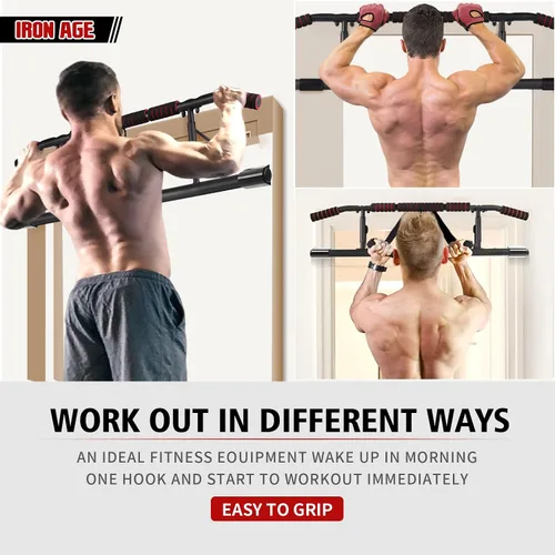 Vista 6 de IRON AGE Pull Up Bar for Doorway : 2025 New Pullup Bar - Industrial Grade Steel, Hang & Go Training, Multi-Grip Horizontal Array