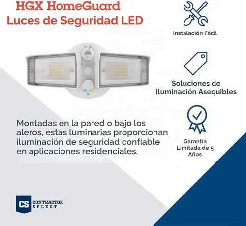 Vista 2 de Lithonia Lighting HomeGuard - Luces LED de 2 luces LED para exteriores, sensor de anochecer a amanecer, lúmenes ajustables, color seleccionable