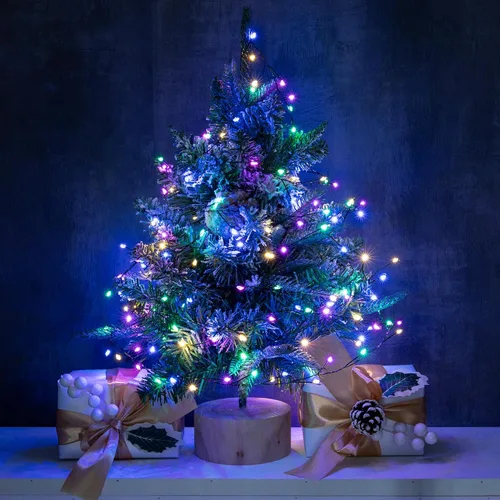 Vista 6 de Guirnalda de luces de petardo, 10 pies, 100 luces LED impermeables con enchufe, 8 modos de luz remota para interiores y exteriores, Navidad, boda