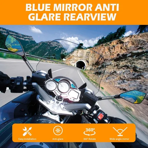 Vista 7 de JMTBNO Espejo universal de aluminio para manillar de motocicleta, espejos laterales traseros de 8mm 10mm para bicicleta de calle, bicicleta