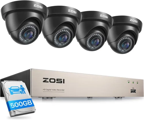 Vista 10 de ZOSI Sistema de cámara de seguridad Lite de 8CH 5MP para exteriores con disco duro de 1TB, 8 canales H.265+ 5MP Lite CCTV DVR y 8X1920TVL 1080P