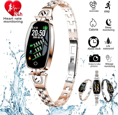 Vista 2 de AOCKS H8 Smart Watch Monitor de ritmo cardíaco de presión arterial pulsera deportiva impermeable nuevo rastreador de fitness plata