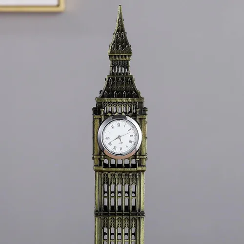 Vista 5 de Estatua retro del Big Ben modelo de construcción, regalo creativo, escultura de recuerdo de Londres, del Big Ben para la decoración del hogar