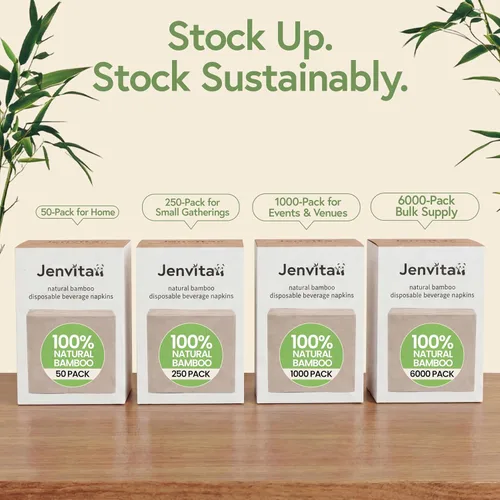 Vista 8 de Servilletas de cóctel desechables 100% bambú (paquete de 50) 2 capas con certificación FSC Servilletas biodegradables para fiestas, hogar o uso