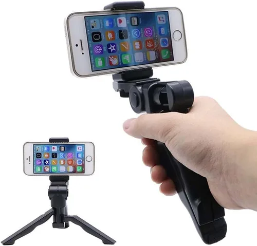 Vista 3 de Mini trípode de mesa plegable con agarre de mano con tornillo de 1/4 de pulgada compatible con Gopro/Smartphones/Cámaras compactas DSLR