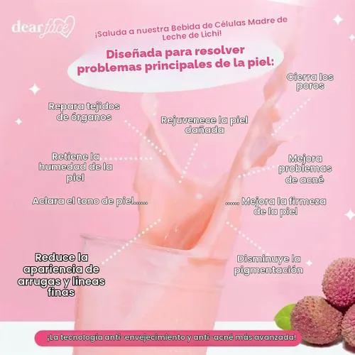 Vista 4 de Dear Face Beauty Milk Premium Lichi Japonés Bebida de células madre suizas 50,000 mg - 10 sobres