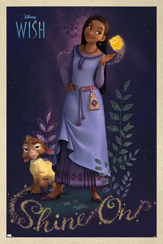 Vista 7 de Trends International Disney Wish - Póster de pared Asha, 22.4 pulgadas de largo x 14.7 pulgadas, versión enmarcada en madera de granero