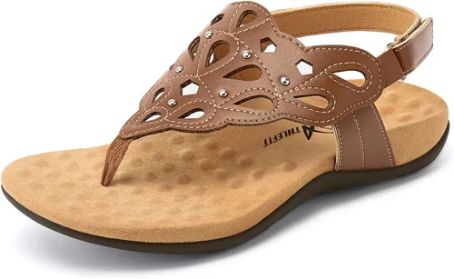 Vista 8 de Athlefit Sandalias ortopédicas para mujer, sandalias ortopédicas ajustables de verano con soporte de arco