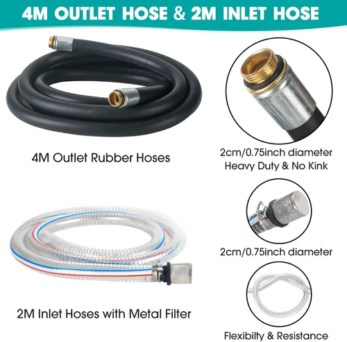 Vista 4 de AIGMISON Bomba de transferencia de diésel 12V 260W con manguera de apagado automático, kit de bomba extractora de transferencia de combustible