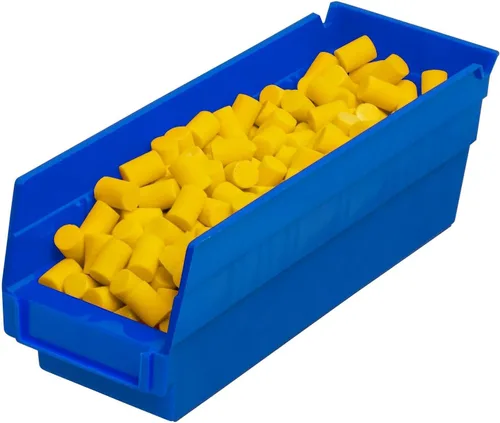 Vista 7 de Caja de anidado tipo estante contenedor Akro-Mils 30120 de 12’’ x 4’’ x 4’’, de plástico transparente, 24 unidades Azul