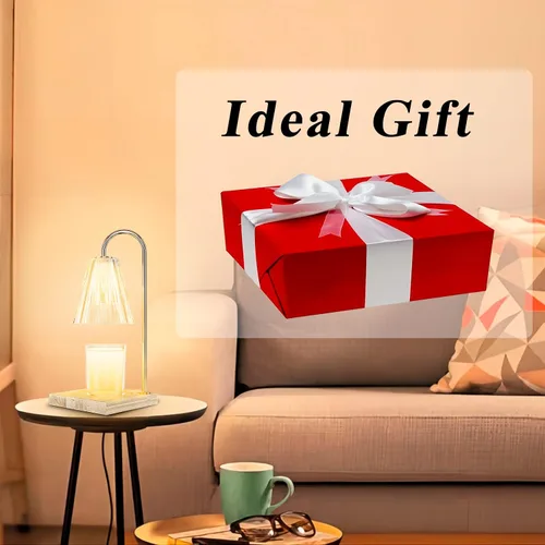 Vista 5 de Lámpara calentadora de velas, lámpara regulable con temporizador, regalos para mamá, calentador eléctrico de lámpara de vela con 2 bombillas