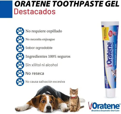 Vista 3 de Pet King Brands ZYMOX Oratene Gel de Pasta de Dientes Sin Cepillo para Perros y Gatos, 2.5oz
