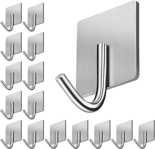 Vista 10 de xdgeLoad Ganchos para toallas de baño, 4 unidades, ganchos de pared resistentes para baños, abrigos, batas, cocina, ganchos autoadhesivos sin Negro