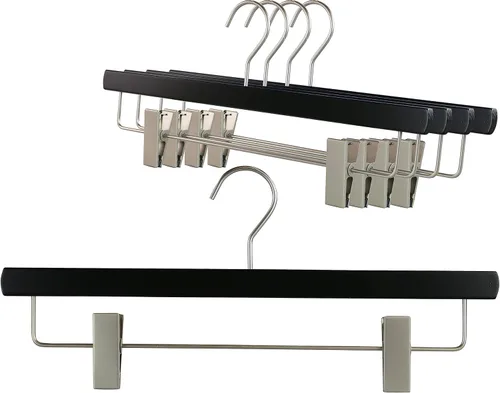 Vista 7 de MAWA by Reston Lloyd, Percha de madera europea, percha de madera de haya con clips ajustables para pantalones, gancho dorado giratorio, acabado
