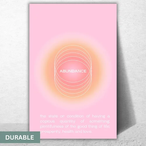 Vista 4 de Abundance - Póster estético de aura en degradado, arte de pared espiritual, arte de pared moderno, aura rosa, impresión de degradado de regalo