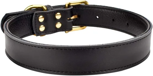 Vista 2 de Collares de cuero para mascotas, acolchados, para gatos, cachorros, perros pequeños y medianos, Negro