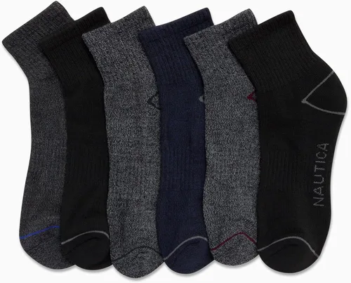 Vista 3 de Nautica Calcetines de rendimiento para hombre con comodidad acolchada paquete de 6