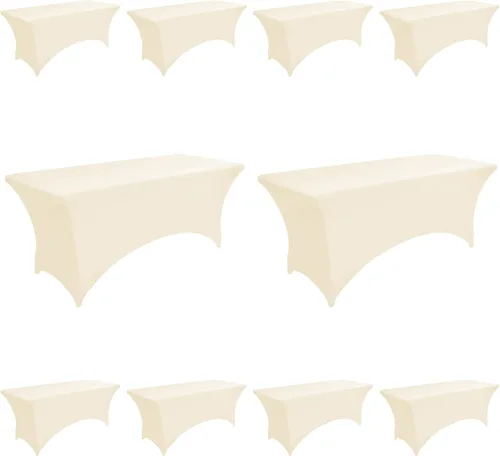Vista 53 de Paquete de 2 Cubiertas de Mesa de Spandex de 4 pies para Mesas Plegables Rectangulares - Manteles Elásticos Ajustados Resistentes a las Arrugas