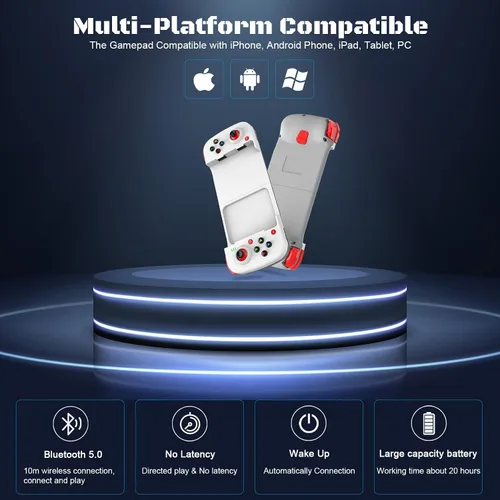 Vista 2 de Joso Control inalámbrico de juego para iOS Android PC Bluetooth Gamepad Joysticks para iPhone 131211X iPad MiniAirPro Mac MacBook tabletas Samsung