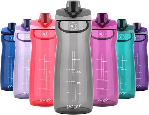 Vista 28 de Pogo Botella de agua de plástico tritán sin bisfenol A con tapa con pico de 18 onzas, color azul
