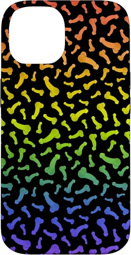 Vista 4 de Funda negra con diseño de pene o polla arcoíris para iPhone 17