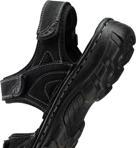 Vista 3 de Jousen Sandalias de cuero para hombre, sandalias de playa con punta abierta, sandalias deportivas de verano al aire libre
