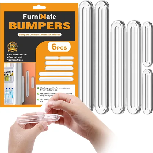 Vista 10 de 4 piezas de topes largos para muebles - Protectores de pared, tope de puerta de refrigerador, 5.5x0.7x0.2 pulgadas