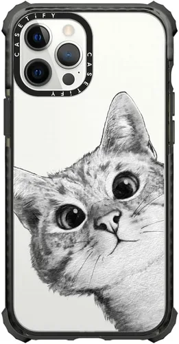 Vista 13 de CASETiFY Funda Ultra Impact para iPhone 12 Pro Max - Adhesivo Aries Moross, color negro transparente
