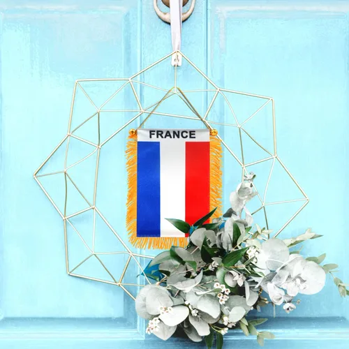Vista 5 de Anley Pancarta colgante de ventana con flecos de Francia de 4 x 6 pulgadas, mini bandera con ventosa