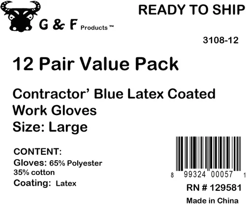 Vista 5 de G & F Products 150 pares de guantes de punto con palma sumergida en látex de grado económico, guantes de trabajo con revestimiento de nitrilo