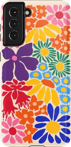 Vista 21 de Casely Funda para Galaxy S21 Here Comes The Sun Colorblock Sunset Diseño protector delgado esencial de doble capa Aquí viene el sol