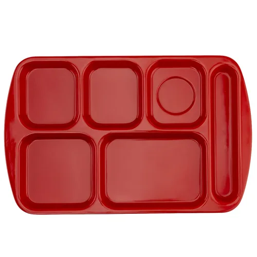 Vista 15 de G.E.T. Bandeja escolar para cafetería con 6 compartimentos, para zurdos, 10 x 14 pulgadas, verde bosque (paquete de 4)