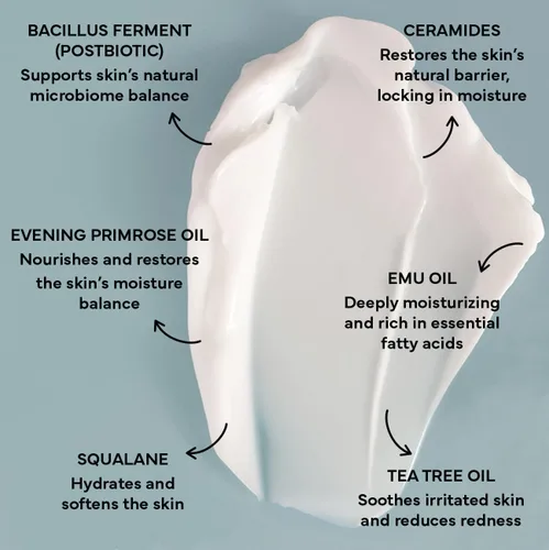 Vista 2 de emuaid Crema facial hidratante de reparación de barrera, humectante facial diario, 1.7 onzas Hidratación profunda para pieles sensibles