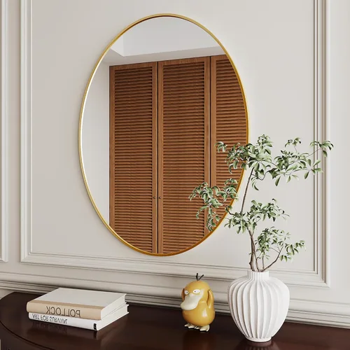 Vista 5 de AUYHM Espejo ovalado, espejo de baño pequeño de 20 x 28 pulgadas, espejos de baño, espejo negro para baño, espejos ovalados para baño, espejo