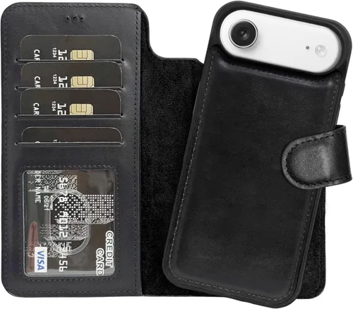 Vista 57 de HARDISTON Funda de piel auténtica hecha a mano compatible con iPhone 11 Pro de 5.8 pulgadas, funda magnética desmontable con tarjeteros - bordes