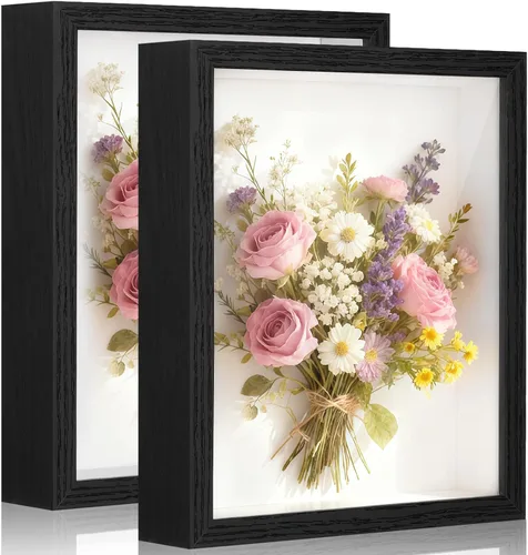 Vista 13 de Marco de Caja de Sombra 8x10 pulgadas - Paquete de 3 Cajas de Sombra Profunda de Madera con Vidrio, Vitrinas de Exhibición Adecuadas para Fotos