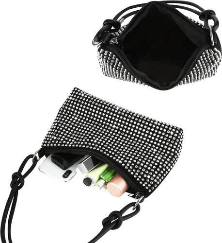 Vista 3 de Bolso de mano para mujer, bolso hobo brillante, bolso de hombro con diamantes de imitación, bolso cruzado brillante, elegante bolso de mano