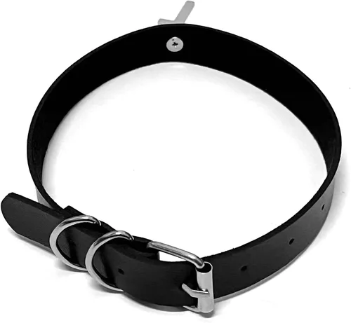 Vista 4 de Tosmifairy Gargantilla gótica negra de piel sintética con colgante de luna y cruz para mujeres y adolescentes