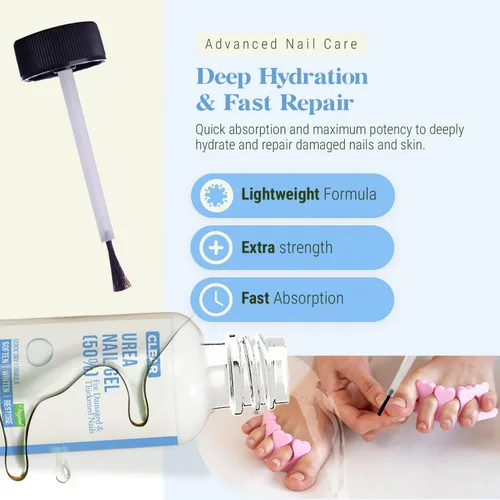 Vista 5 de Urea 50% Gel de uñas – Suaviza los callos agrietados del talón y las uñas gruesas de los pies – Repara uñas dañadas, amarillas y decoloradas