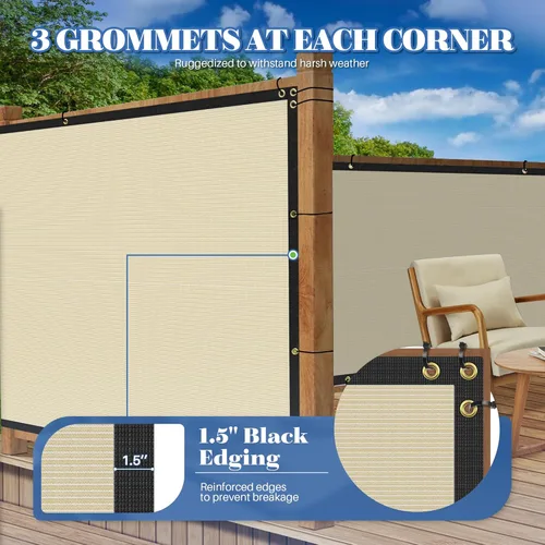 Vista 3 de ECOOPTS Valla de privacidad de 6'x12' para cerca exterior con ojales de cobre, apta para cercas comerciales y jardines residenciales al aire libre