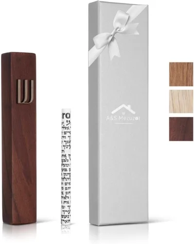 Vista 16 de Funda de madera para mezuzá con pergamino para puerta, diseño moderno/tradicional, fácil de despegar y pegar, funda de mezuzá para el hogar Roble +