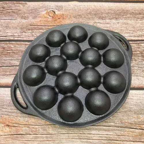 Vista 4 de Cabilock Mini moldes para tartas de hierro fundido Caracol Escargot Plate 15 agujeros de compartimiento molde negro para panqueques