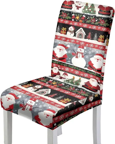 Vista 21 de HUGS IDEA Juego de 4 fundas para sillas de comedor de Navidad, fundas elásticas para sillas de cocina, fundas elásticas para sillas de comedor
