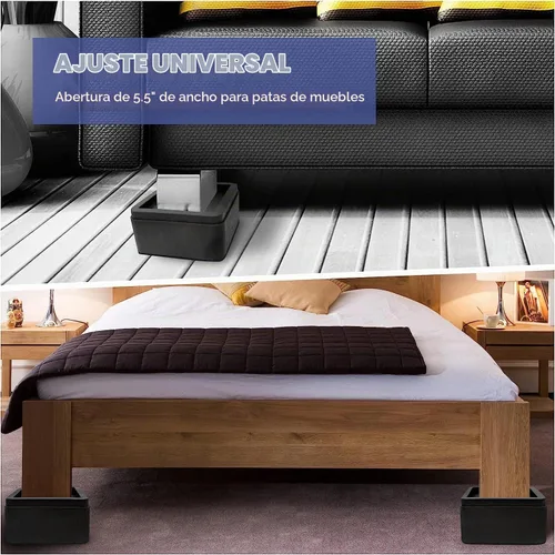Vista 6 de MYMULIKE Elevadores de cama de 2 pulgadas, de gran tamaño se ajustan a patas de 5.5 pulgadas, resistente 6000 libras, bloques elevadores de cama